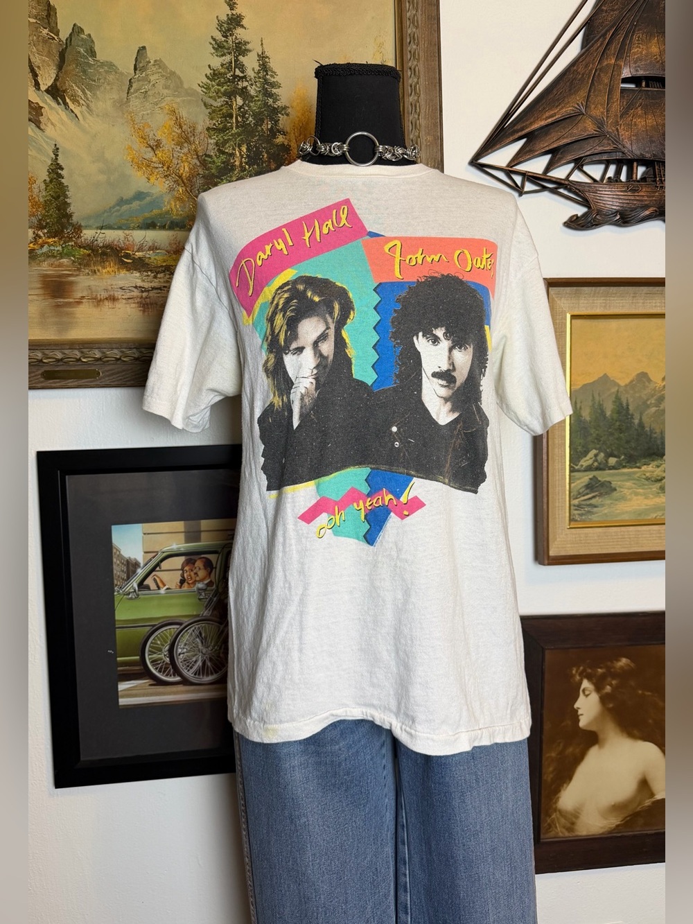 Original Vintage 1988 Hall & Oates "Ooh Yeah" T-Shirt White Single Stitch Medium